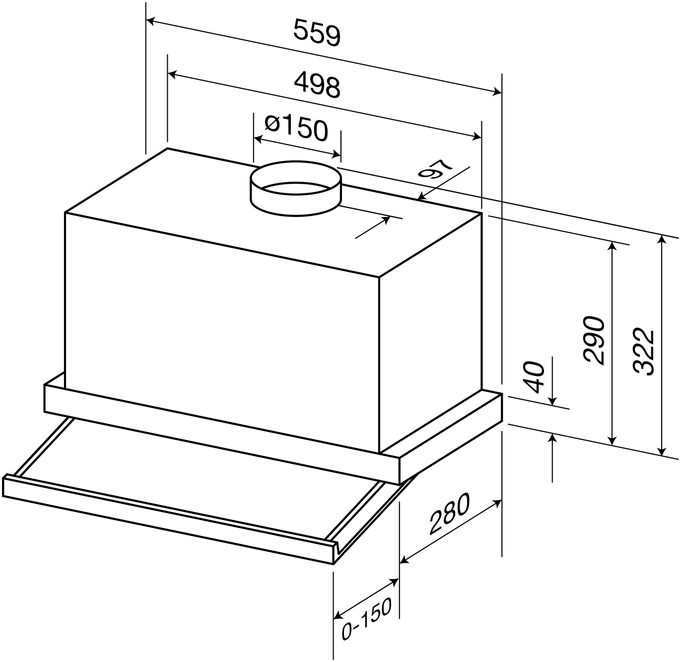 Concealed Slide out Rangehood 60cm – RHSOG60 – Ikon Commercial